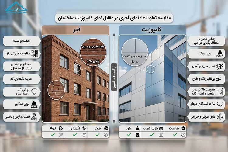 تفاوت بین آجر و کامپوزیت در نمای ساختمان